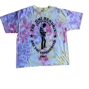 HENDRIX Jimi Hendrix Tie Dye Band TShirt Short Sleeve Pink and Yellow Womens XL